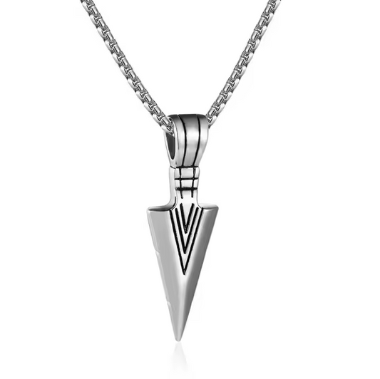 Hip Hop Stainless Steel Arrow Pendant Box Chain Men's Punk Necklace Gold/Silver Arrowhead Necklace